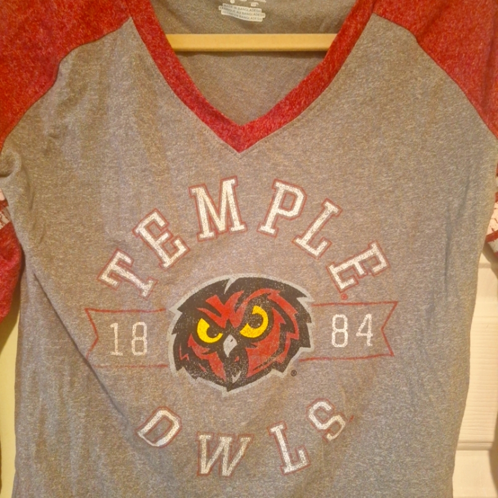Women's champion elite Temple owls long sleeve T-shirt cherry red, gray small